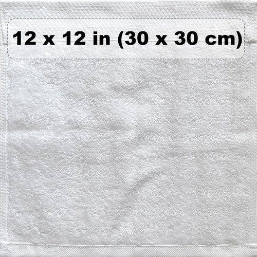 Guvar 100% White Washcloths Pack of 2-12x12 Inch, 100% Cotton, Face Cloths for Washing Face, Spa, Gym, Kitchen Dish Towels, Bathroom Washcloths