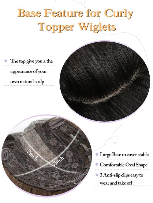 PANEWAY Hair Topper for Women 20 Inch Wavy Synthetic Fiber Topper with Natural Waves, Clip-In Hairpiece for Thinning Hair, Adds Volume & Length, Lightweight & Breathable