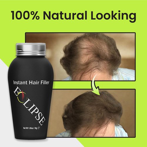 ECLIPSE Hair Fibers Medium Brown for Thinning Hair for Women & Men to Conceal Hair Loss in 15 Seconds - 100% Undetectable Hair Building Fibers, 30g