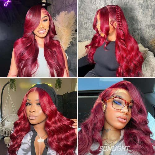 Anmetan Red Burgundy Bundles Human Hair Body Wave, 12A Colored Bundles Human Hair 100% Unprocessed Remy Hair, Soft and Thick Burgundy Cherry Red 99J Single Wavy Sew in Quick Weave Double Weft 12 Inch
