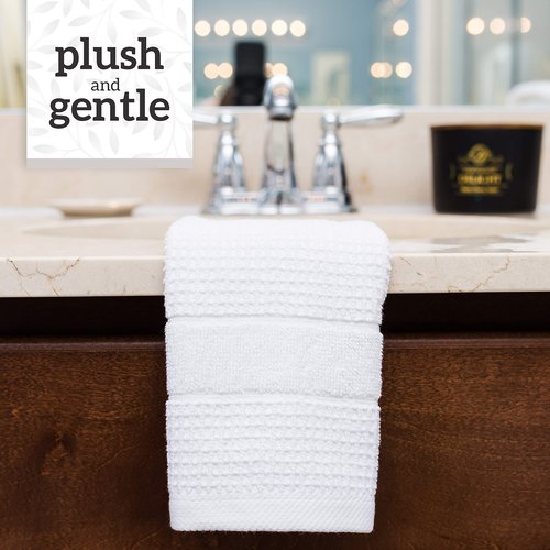 GREEN LIFESTYLE 12x12 inches Waffle Weave Washcloths 6 Pack, Soft, Durable, Highly Absorbent and Luxurious (Blue)