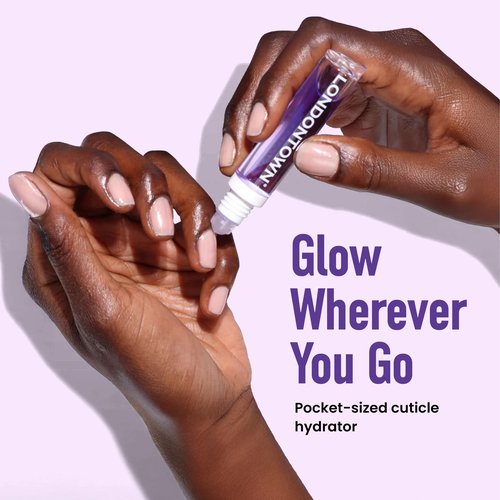 LONDONTOWN Violet Vibes Nail Polish Set - Perfecting Nail Veil #9, Sheer Lilac Tint, .40fl oz, with Bottle Service Polish Holder and Roll & Glow Cuticle Oil, Passionfruit for Dry Cracked Cuticle Care