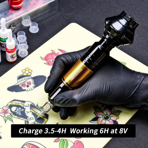 Wormhole Tattoo Gun Kit Tattoo Kit 1050mAh Tattoo Battery Pack Complete Rotary Tattoo Practice Machine Kit 20 Tattoo Cartridge Needles Wireless Power Supply WTK248