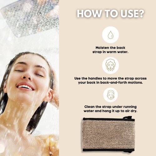 Eco Bath London Natural Sisal Hemp Back Strap Black - Premium Exfoliating Back Washer with Handles, Shower Bath Sponge Body Scrubber for Smooth Skin