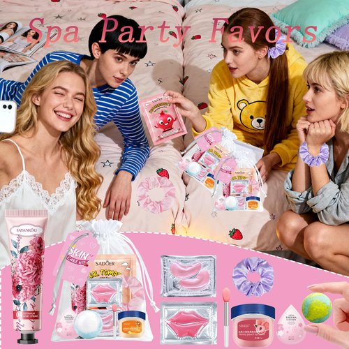 144 PCS Spa Party Supplies for Women,Spa Day Favors Essentials Include Face Masks Skincare, Lip Balm, Under Eye Patches, Foot Bath Bomb,Sleepover Party Supplies Birthday Kit for Women Gift Set