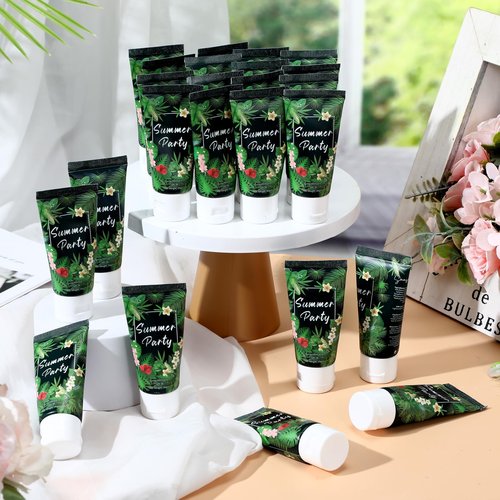 Dansib 24 Pcs Mini Sunscreen Bulk for Summer Wedding Party Spf 30 Water Resistant Sunscreen Lotion Bulk 1oz Travel Size for Thank You Gifts Wedding Party Supplies(White Cream,Tropical)