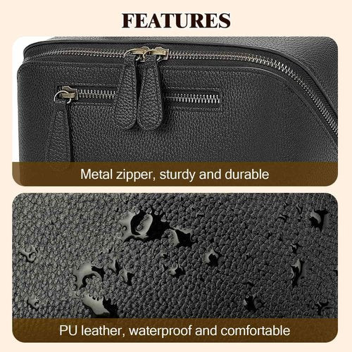 Divvia Travel Makeup Bag Large Capacity Cosmetic Bags for Women Waterproof Make up Organizer Toiletry Bag Open Flat Portable with Divider with Handle Pouch (Black, 3L)