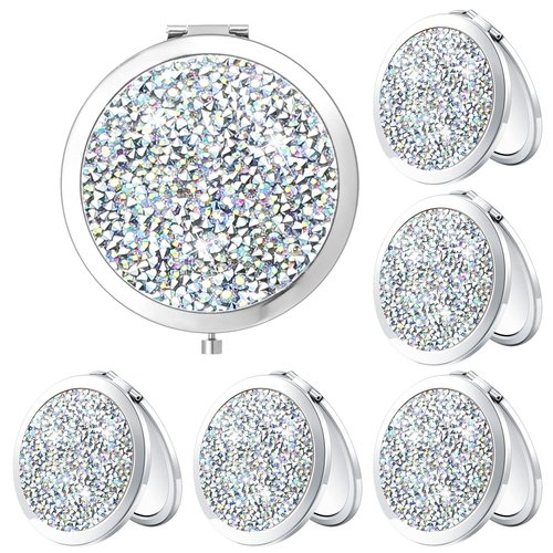 Yulejo 6 Pieces Compact Mirror Bulk Mini Pocket Mirror for Purse Makeup Small Portable Magnifying Cosmetic for Travel Pocket 2.75 Inch Round Folding Gift for Women Mom Bridesmaid Appreciation Wedding
