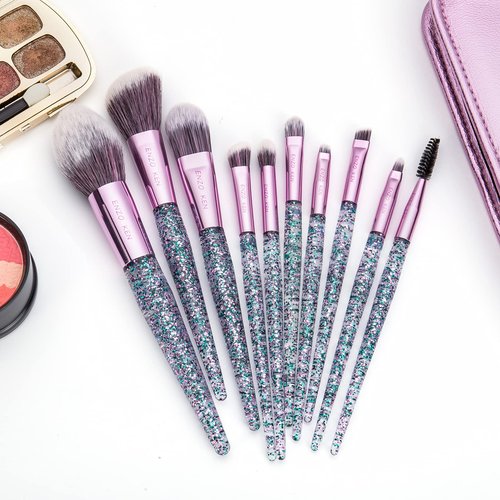 ENZO KEN Glitter Makeup Brushes Set with Case, Vegan Makeup Brush Set Professional, Colorful Cosmetic Brushes Makeup Set, Make up Brush Vegan, Make up Brushes Set Professional, Makeup Brush Set Vegan