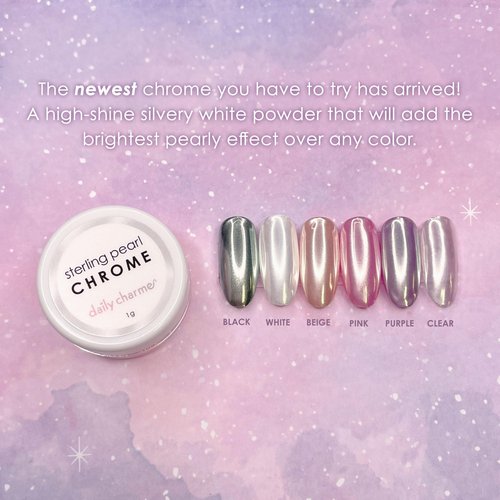 Daily Charme Sterling Pearl Nail Chrome Powder (Pearl) 1g, Metallic Nail Powder, Translucent Pearlescent Pigment, Mirror Metallic Effect, Home DIY/Nail Salon Manicure