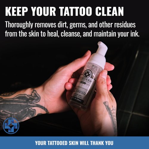 Saniderm Foaming Tattoo Soap (32oz Shop Size) – Gentle Soap for Tattooed Skin, Infused with Antimicrobial Colloidal Silver, Aloe Vera, and Nourishing Sea Buckthorn Oil