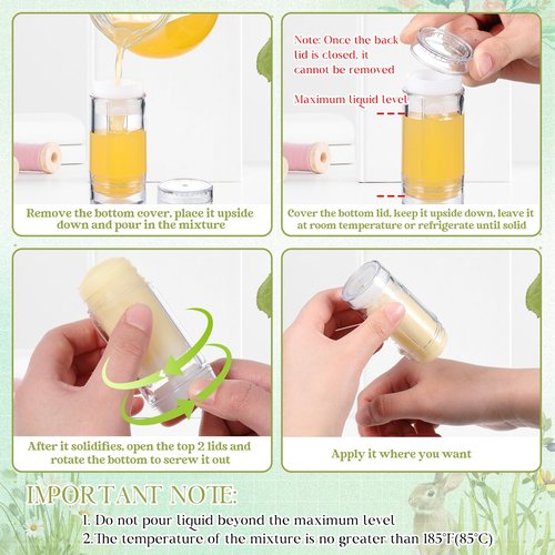 Teenyyou 30 Pcs Empty Deodorant Containers Twist up Filling Stick Plastic Deodorant Container Refillable Bottles Bottomfill Round Lip Balm Tubes for Homemade DIY Lipstick Crayon(15 ml,Clear)