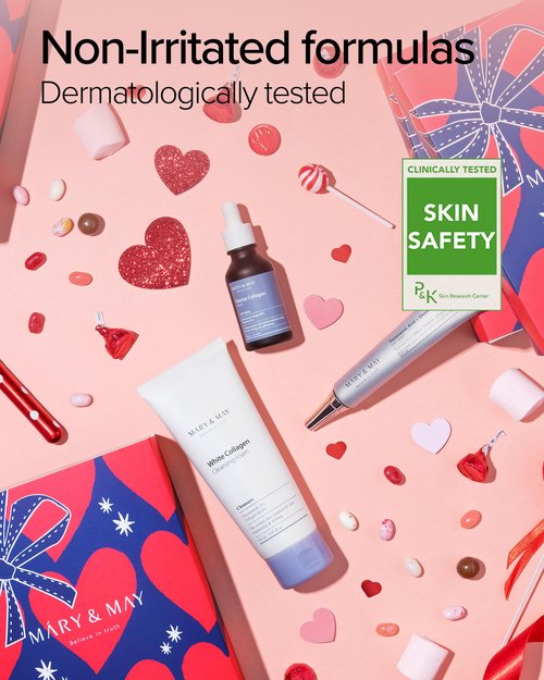 Mary&May White Collagen Cleansing Foam Duo Twin Pack - Deep Cleansing, Hydrating Formula for Firm and Radiant Skin with Niacinamide - Korean Skincare, EWG Green Grade, Hypoallergenic