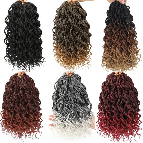 150 Strands Goddess Box Braids Crochet Braids Hair Pre lopped with Curly Braids Synthetic Braiding Hair 14 Inch 5Packs/Lot (14Inch(5packs), 1B/30/27#)