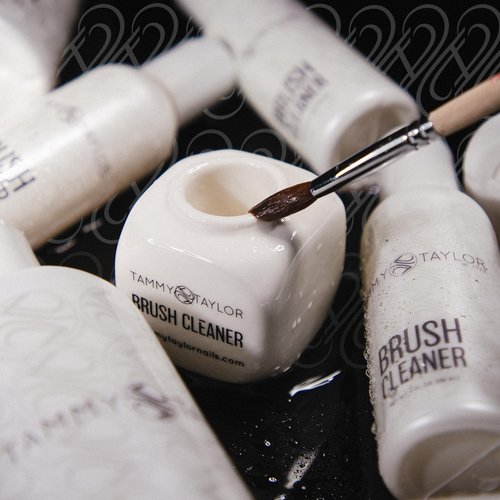Tammy Taylor Acrylic Nail Brush Cleaner Liquid, Removes Solid Gel Nail Polish, Acrylic Dip Powder, All-in-One Poly Gel Slip Solution + Kolinsky Sable Nail Brush Conditioner, Cleaner & Restorer (16oz)