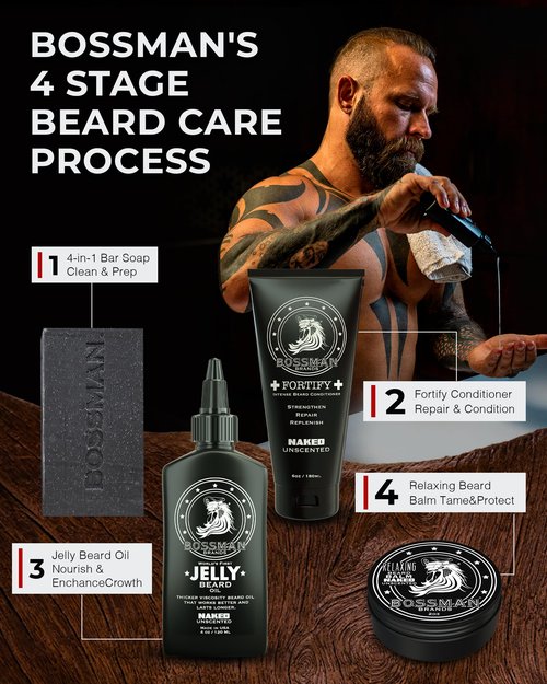 Bossman Beard Oil Jelly and Relaxing Beard Balm Combo- Naked Scent