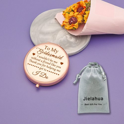 Bridesmaids Gifts from Bride Wedding Gift for Best Friends Sister Rose Gold Compact Mirror Thank You Gift for Bridesmaids Wedding Engagement Gifts Bridal Shower Gifts Bachelorette Bridal Party Gifts