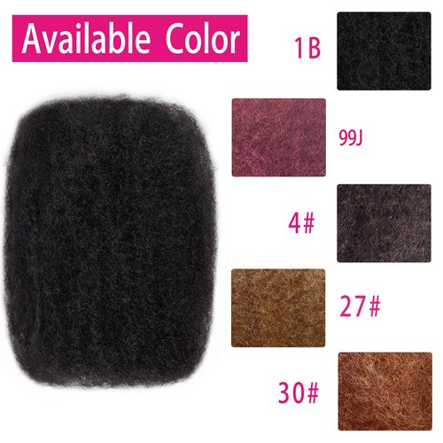 Afro Kinkys Bulk Human Hair For Braiding Afro Kinky-Curly Human Hair Bulk For Mini Twist Hair 16Inchs 50g/pack Bulk Human Braiding Hair For Micro Locs Extensions (1B, 16Inchs,50g/pack)
