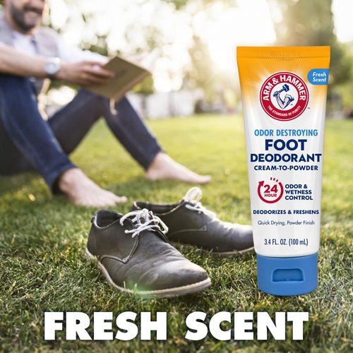 Arm & Hammer Cream to Powder Foot Deodorant, 24 Hour Protection Odor & Wetness Protection, Effective and Long Lasting Antiperspirant, Apply as Cream Dries to Powder (3 Pack)