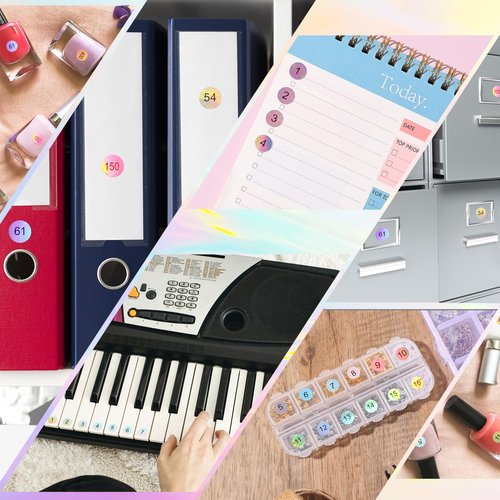 Simarro 12 Sheets Number Stickers (1-400), Self-Adhesive Waterproof Round Stickers for Organizing Nail Polish Bottle, Nail Sample Stick, Lipstick