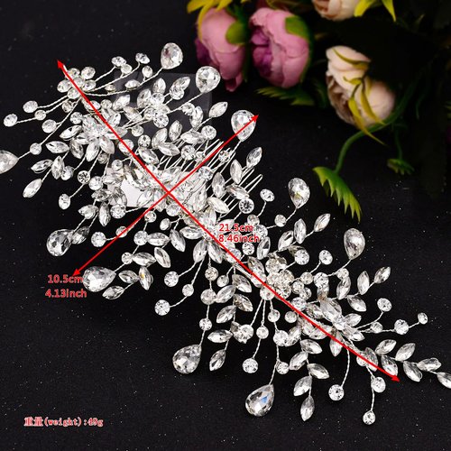 wedding tiara bridal hair piece silver rhinestone hair accessory for ladies,Rhinestone Bridal Bridesmaid Hair Comb Accessories (Silver One on the Left)