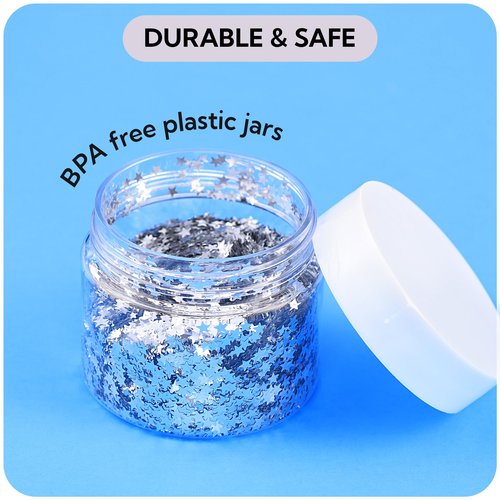 Cosmetic Plastic Jars with Liners and White Lids - 2 oz Small Travel Jars - 24 Pack Clear Plastic Containers for Cream Makeup Lotion - Leak Proof