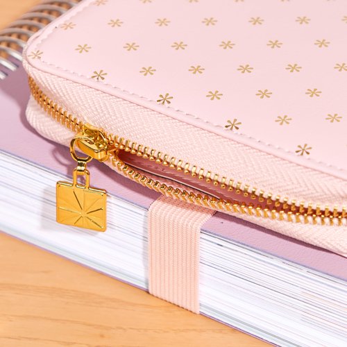 Erin Condren Premium Planny Pack, Blush Asterisks Vegan Leather Zip-Around Design, Multi-Purpose Zipper Case for Planning Supplies, School and Office Supplies, Makeup, Tech and More