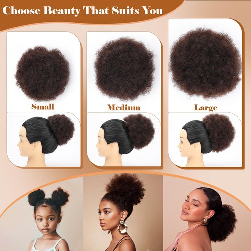 Fullart Afro Puff Drawstring Ponytail, #33 Dark Auburn 100% Remy Human Hair