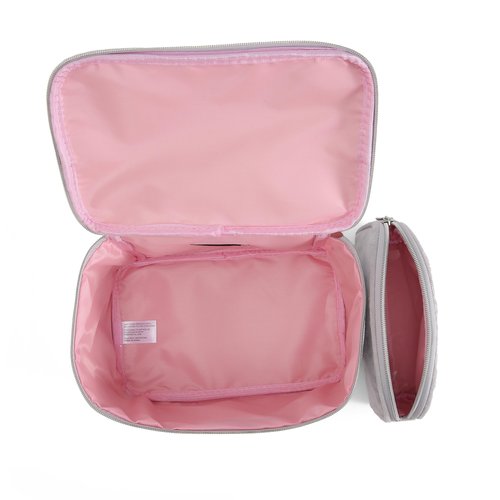 Juicy Couture Silver Makeup Bag Cosmetics Organizer Travel Essentials Train Case Coin Purse Glitter Rhinestone Velour