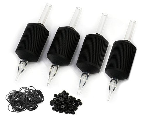 BEZTAT 25mm (1" Inch) Ultra Premium Clear Disposable Tubes w/Black Soft Silicone Grip- 25 Pack, Diamond Tip (9DT)