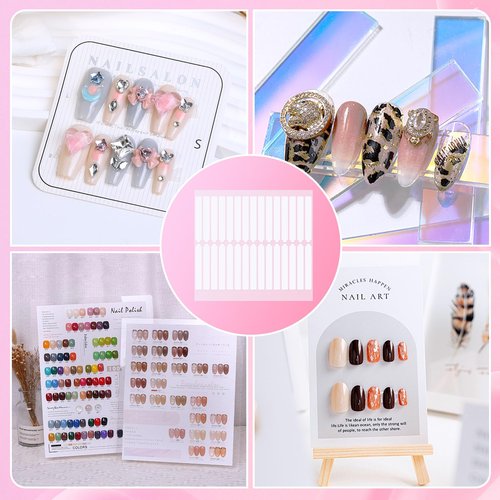 BQAN 12 Sheets Double Sided Nail Tape for Press On Nails, Clear Adhesive Mounting Tapes for Nails Design Display/Fake Nail Storage/Manicure Packaging Organize