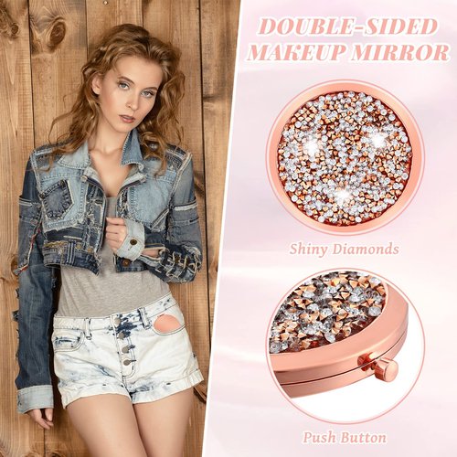 Vicenpal Compact Cosmetic Mirror Round Pocket Makeup for Bridesmaid Gifts Hand Held Small Mirror for Purse Compact Travel Accessory Proposal Bridal Shower Gifts, 2.75 Inch(12 Pcs)