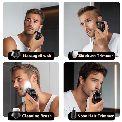 Electric Razor for Men,Head Shavers for Bald Men,5-in-1 Electric Razors with Wet & Dry Bald Head Shaver,9D Floating Head Shaver Comes with Magnetic Detachable Blades