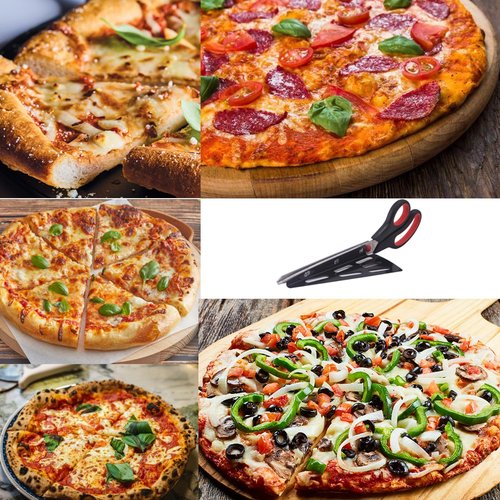 AEITOTT Pizza Scissors, Non-Stick Pizza Scissors with Firm Grip Base, Stainless Steel Pizza Scissor Cutter, Food Grade Pizza Cutter, Food Slicer & Pizza Server, Durable, Safe & Mess Free