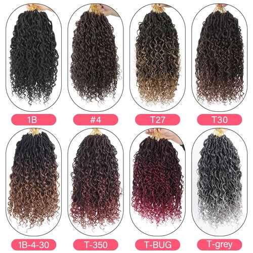 Sosihua Goddess locs crochet hair, 9 packs soft boho faux locs with curly ends bohemian crochet dreads for black women(18Inch,#T30)