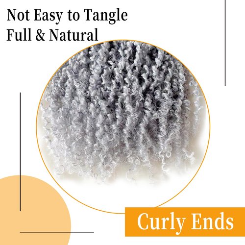 10 Inch Pre-Looped Yanky Twist Crochet Hair, 30 Strands/Pc, Mini Passion Twists, Senegalese Braiding Hair (Grey#, 8 Pcs/Pack)