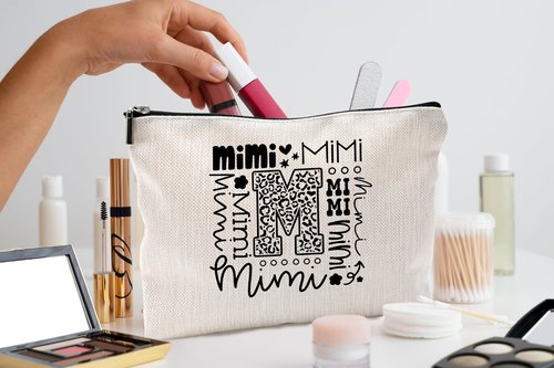 QGFM Mimi Makeup Cosmetic Bag - Mothers Day Gift for Grandma, Best Mimi Ever, Small Makeup Bag for Purse, Grandchildren Gift