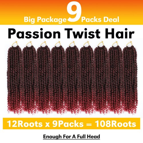 Forevery Passion Twist Hair 14 Inch Passion Twist Crochet Hair 9 Packs Crochet Hair for Black Women Pretwisted Crochet Twists Hair Pre Looped Tbug