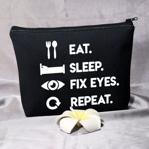 Optometrist Makeup Bag Funny Optometry Gift Optometrist Graduation Gifts Eye Doctor Vision Gifts Eat Sleep Fix Eyes Repeat Cosmetic Bag Zipper Pouch For Optometrist Optician (Eat Sleep Fix Eyes bl)