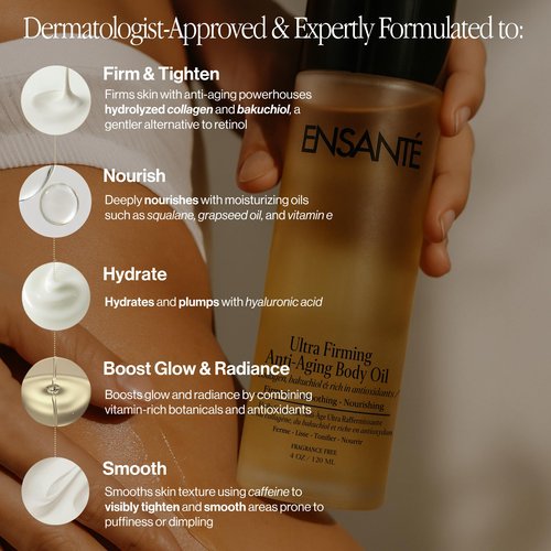 Body Firming Oil for Skin Firming and Tightening with Collagen Peptides, Bakuchiol, Squalane, Vitamin E, Collagen Body Oil, Anti Cellulite Massage Oil Cellulite Remover for Legs Body Oil for Skincare