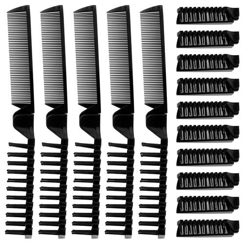 Foldable Hair Combs in Bulk, Individually Wrapped for Women and Men, Sturdy Double Tooth Hair Pocket Comb, Suitable for Travel Hotel Homeless Shelter Charity Church Black (7.8 inch, Count, 120)