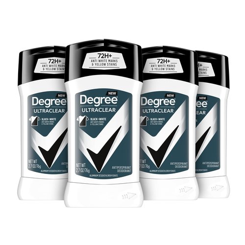 Degree Men UltraClear Antiperspirant Deodorant Black + White 4 count 72-Hour Sweat & Men Antiperspirant Deodorant Adventure 4 Count For Freshness and Odor Protection