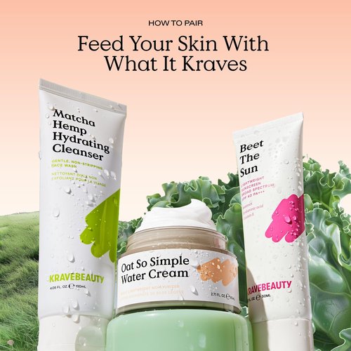 KraveBeauty Oat So Simple Water Cream – Korean-Inspired Daily Moisturizer, Hydrating & Soothing, Oat & Squalane, Vegan & Cruelty-Free, 2.7 fl oz