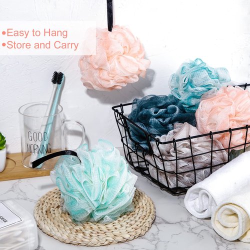 Sunnyray 24 Pack Bath Shower Loofah Sponge Pouf Body Scrubber Exfoliator Bath Sponge Body Scrubber for Men and Women Spa Gift