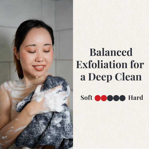 REBEL SCRUB CLUB Japanese Exfoliating Washcloth - Made in Japan, 100% Nylon Shower Towel, A Body Wash Cloth for All Skin Types.