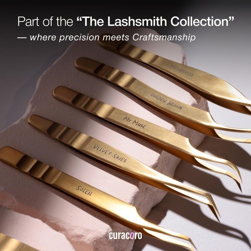Curacoro Lash Tweezers - LashSmith 50° Long Tip Eyelash Tweezer for Isolation, Long Ultra-Firm Tip for Versatile Lashing Techniques