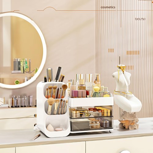 UShioart Large Makeup Organizer With Drawers Capacity Makeup Organizer,Large Vanity Top Skin Care Organizer, Perfume Skin Care Makeup Cabinet With Drawers Perfect Storage (14.5-In)