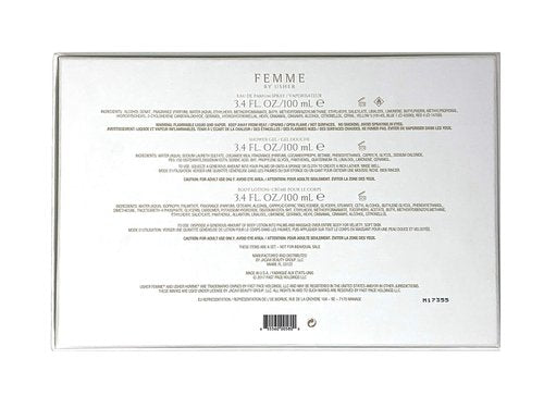 Usher Femme Gift Set for Women - Eau De Parfum Spray (3.4 Oz) + Body Lotion + Shower Gel