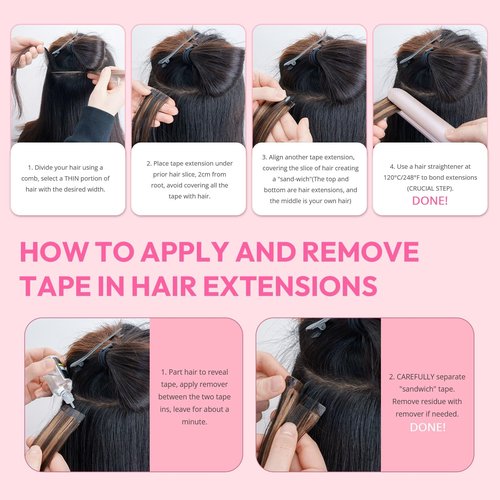 Charites Jet Black Tape in Hair Extensions Human Hair 20pcs 40g - Double Stitched Adhesive Real Human Hair Extensions - Invisible Tape ins Human Hair Extensions - 14 Inches 01#