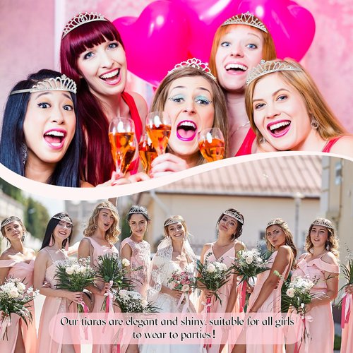 Yuefunny 24 Pcs Crystal Tiara Headbands for Women Princess Headband Crown with Combs Tiaras and Crowns for Pageant Bridal Wedding Prom Party Gifts(Classic,Silver)